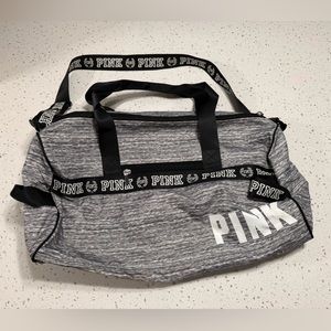 Grey PINK Duffel Bag with Adjustable Shoulder Strap Multiple Pockets